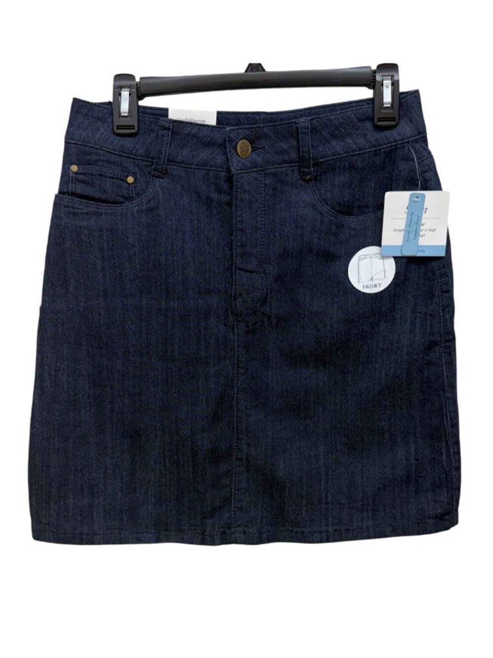 Croft & Barrow Mid‑Rise Denim Skort Classic Blue Stretch, Mid‑Thigh 4 Petite